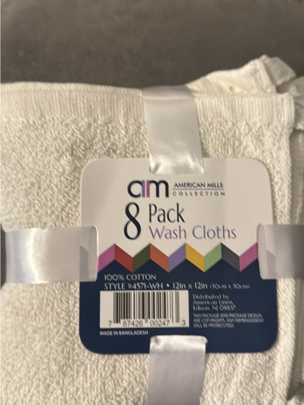American Mills 8-Pack White Wash Cloths